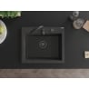 Mexen Elix granite sink single-bowl 600 x 500 mm, black speckled, black siphon - 6525601005-76-B