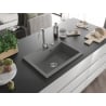 Mexen Elix granite sink single-bowl 700 x 500 mm, grey, chrome siphon - 6526701005-71