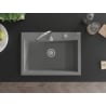 Mexen Elix granite sink single-bowl 700 x 500 mm, grey, chrome siphon - 6526701005-71