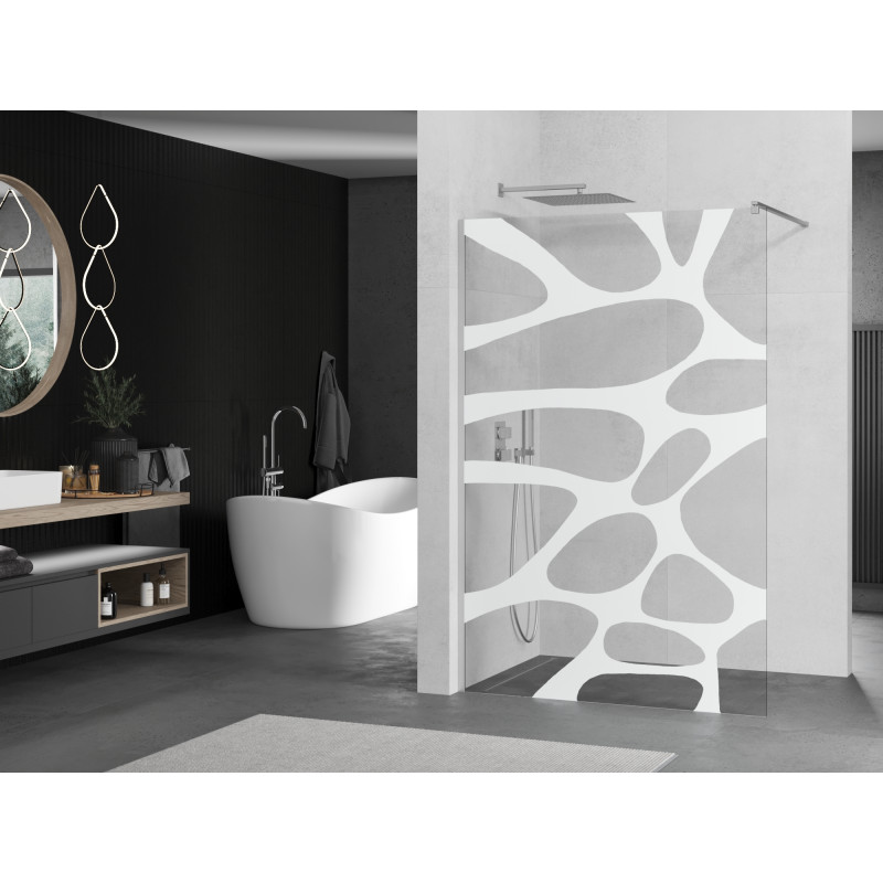 Mexen Kioto Walk-in Shower Screen 100 x 200 cm, White Wave 8 mm, Chrome - 800-100-101-01-97