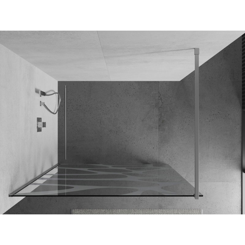 Mexen Kioto Walk-in Shower Wall 100 x 200 cm, White Wave 8 mm, Chrome - 800-100-101-01-97