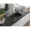 Mexen Elix granite sink 1-bowl 700 x 500 mm, black speckled, gold siphon - 6526701005-76-G