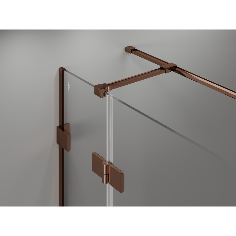Mexen Lunar T right pivot shower cabin 115 x 80 cm, transparent, rose gold - 834T-115-080-60-00-P