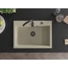 Mexen Elix granite kitchen sink single-bowl 700 x 500 mm, beige, black siphon - 6526701005-69-B
