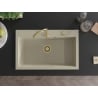 Mexen Elix single-bowl granite sink 800 x 500 mm, beige, gold siphon - 6527801005-69-G