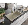 Mexen Elix single-bowl granite sink 800 x 500 mm, beige, gold siphon - 6527801005-69-G