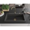 Mexen Elix granite sink 1-bowl 800 x 500 mm, black speckled, golden siphon - 6527801005-76-G