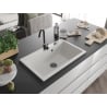 Mexen Elix granite sink 1-bowl 800 x 500 mm, white, black siphon - 6527801005-20-B