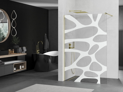 Mexen Kioto shower screen 130 x 200 cm, Transparent/White pattern 8 mm, Gold - 800-130-101-50-97