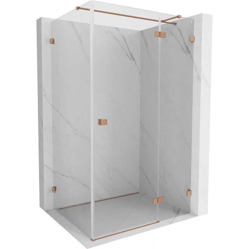 Mexen Lunar T right swing shower enclosure 125 x 70 cm, transparent, brushed copper - 834T-125-070-65-00-P