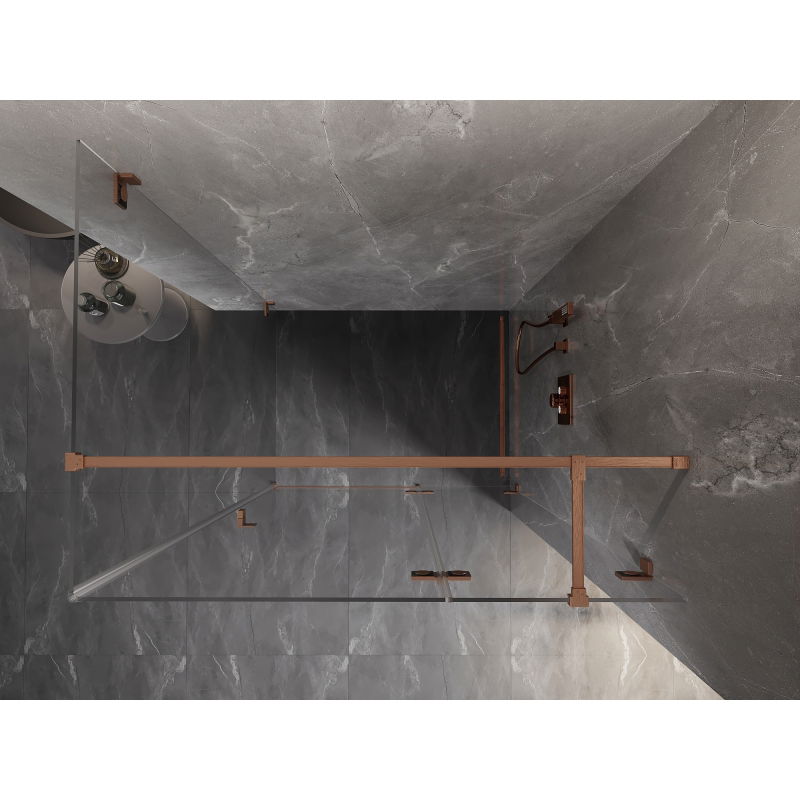Mexen Lunar T right-hand hinged shower cabin 130 x 70 cm, transparent, brushed copper - 834T-130-070-65-00-P