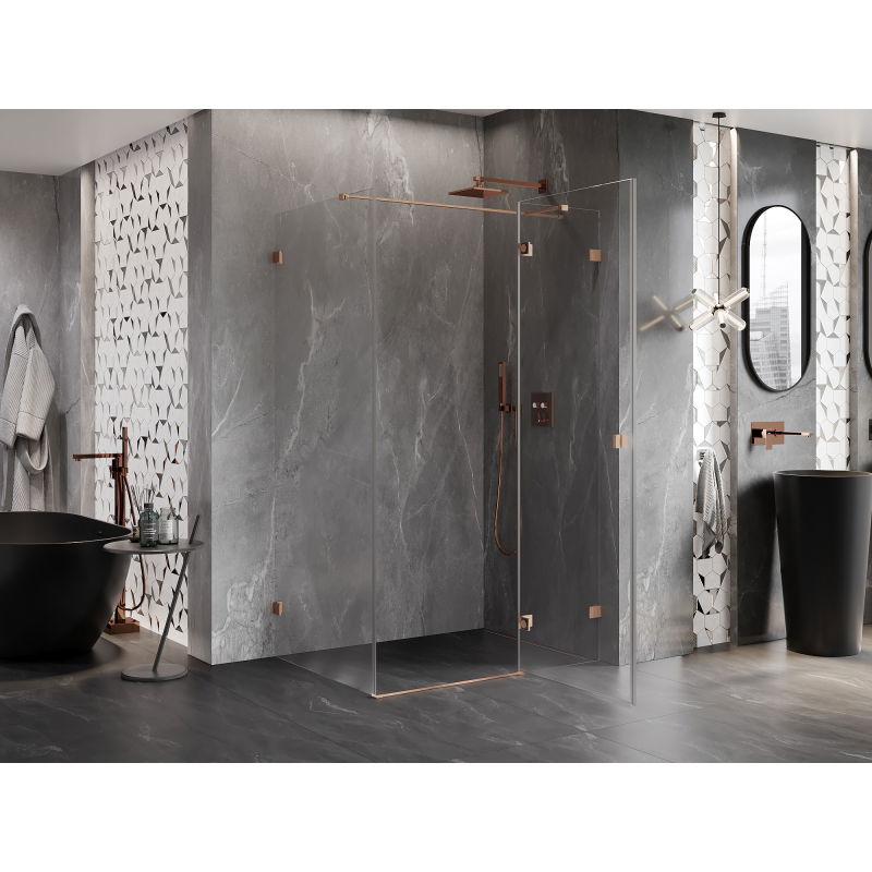 Mexen Lunar T right-hinged shower cabin 110 x 80 cm, transparent, brushed copper - 834T-110-080-65-00-P