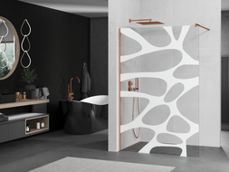 Mexen Kioto Walk-in Shower Screen 100 x 200 cm, White Wave 8 mm, Rose Gold - 800-100-101-60-97