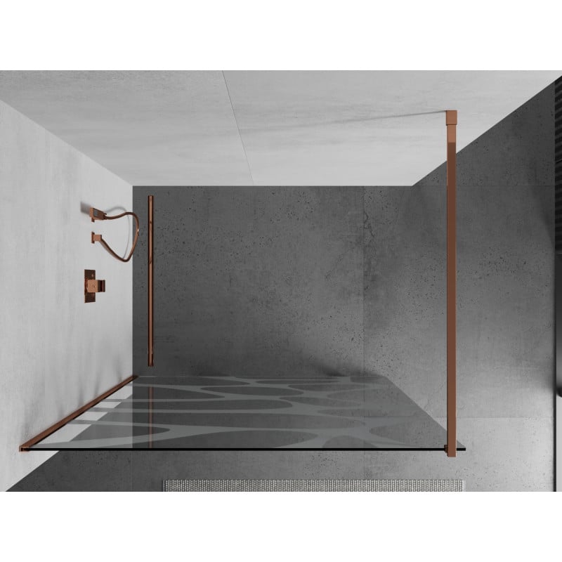 Mexen Kioto Walk-in Shower Screen 100 x 200 cm, White Wave 8 mm, Rose Gold - 800-100-101-60-97