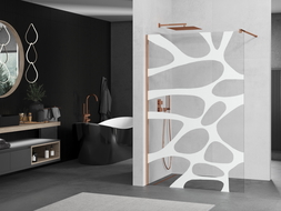 Mexen Kioto shower screen 140 x 200 cm, Transparent/White pattern 8 mm, Rose gold - 800-140-101-60-97