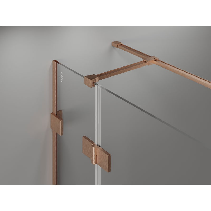 Mexen Lunar T shower enclosure hinged right 120 x 100 cm, transparent, brushed copper - 834T-120-100-65-00-P