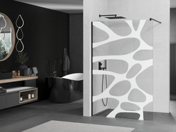 Mexen Kioto Walk-in Shower Wall 90 x 200 cm, white wave 8 mm, black - 800-090-101-70-97