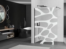 Mexen Kioto shower screen 110 x 200 cm, Transparent/White pattern 8 mm, Black - 800-110-101-70-97
