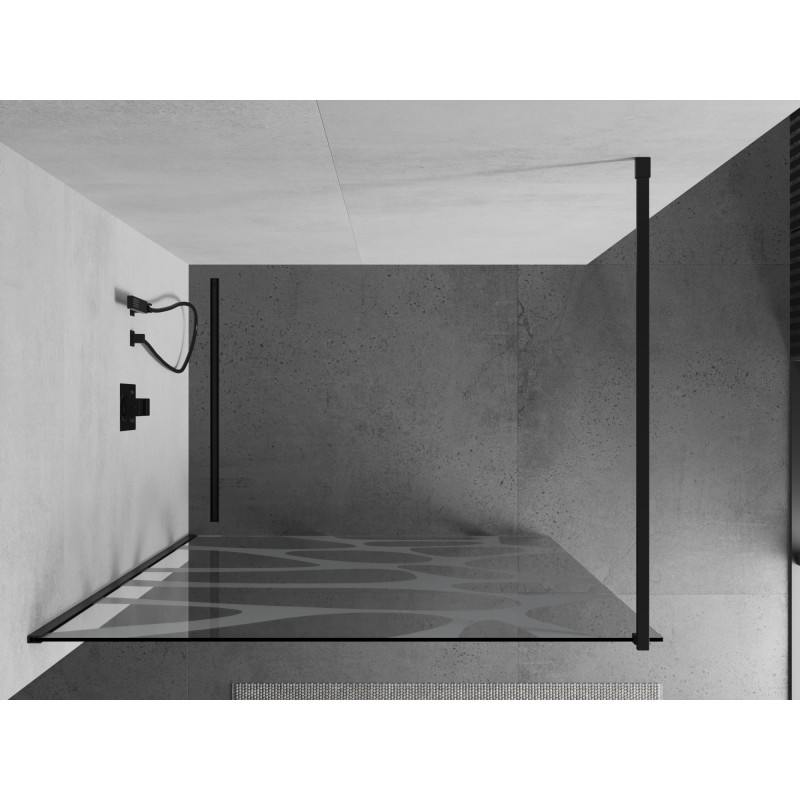 Mexen Kioto shower wall Walk-in 110 x 200 cm, white wave 8 mm, black - 800-110-101-70-97