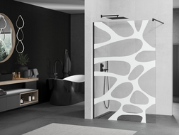 Mexen Kioto shower screen 120 x 200 cm, Transparent/White pattern 8 mm, Black - 800-120-101-70-97