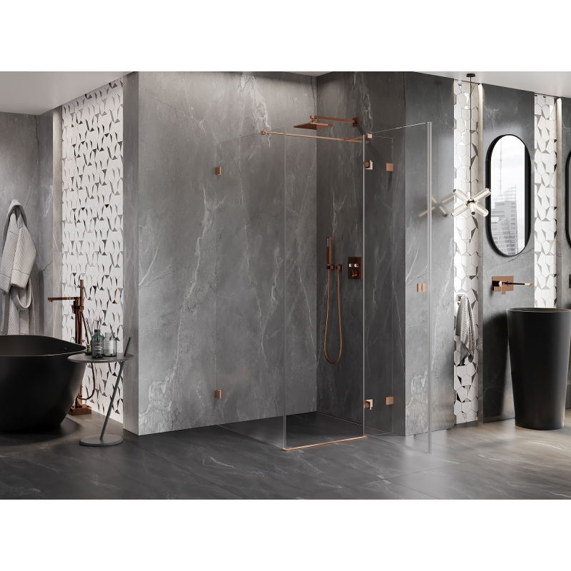 Mexen Lunar T right hinged shower cabin 120 x 120 cm, transparent, brushed copper - 834T-120-120-65-00-P