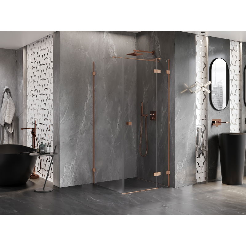 Mexen Lunar T right hinged shower cabin 120 x 120 cm, transparent, brushed copper - 834T-120-120-65-00-P