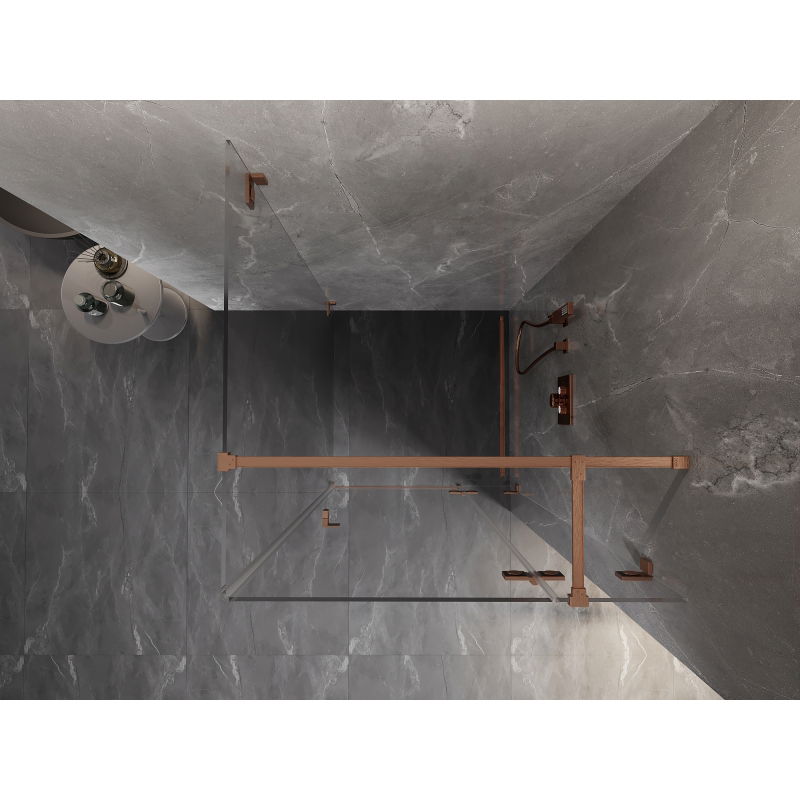 Mexen Lunar T right hinged shower cabin 120 x 120 cm, transparent, brushed copper - 834T-120-120-65-00-P