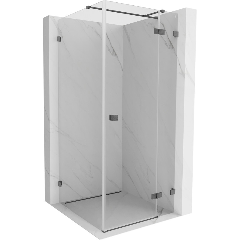 Mexen Lunar T right folding shower cabin 110 x 110 cm, transparent, brushed gun gray - 834T-110-110-66-00-P