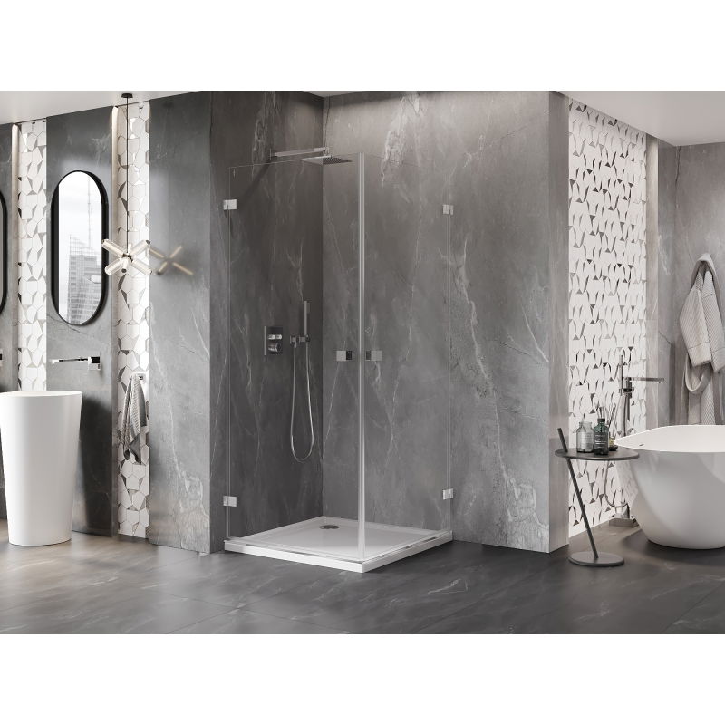 Mexen Lunar-B Duo hinged shower cabin 95 x 95 cm, transparent, chrome - 832-095L-095P-01-00
