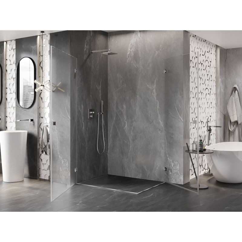 Mexen Lunar-B Duo 100 x 95 cm Hinged Shower Enclosure, Transparent, Chrome - 832-100L-095P-01-00