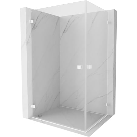 Mexen Lunar-B Duo 80 x 70 cm Hinged Shower Enclosure, Transparent, White - 832-080L-070P-20-00