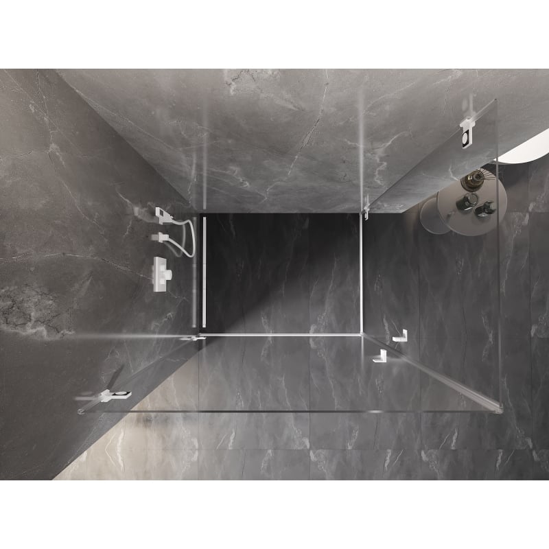 Mexen Lunar-B Duo hinged shower enclosure 100 x 75 cm, transparent, white - 832-100L-075P-20-00