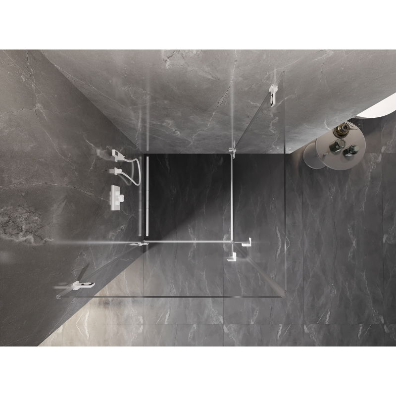 Mexen Lunar-B Duo pivot shower enclosure 80 x 80 cm, transparent, white - 832-080L-080P-20-00