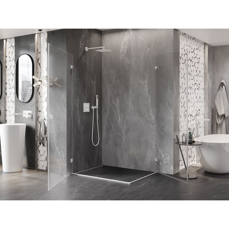 Mexen Lunar-B Duo Hinged Shower Enclosure 90 x 85 cm, Transparent, White - 832-090L-085P-20-00