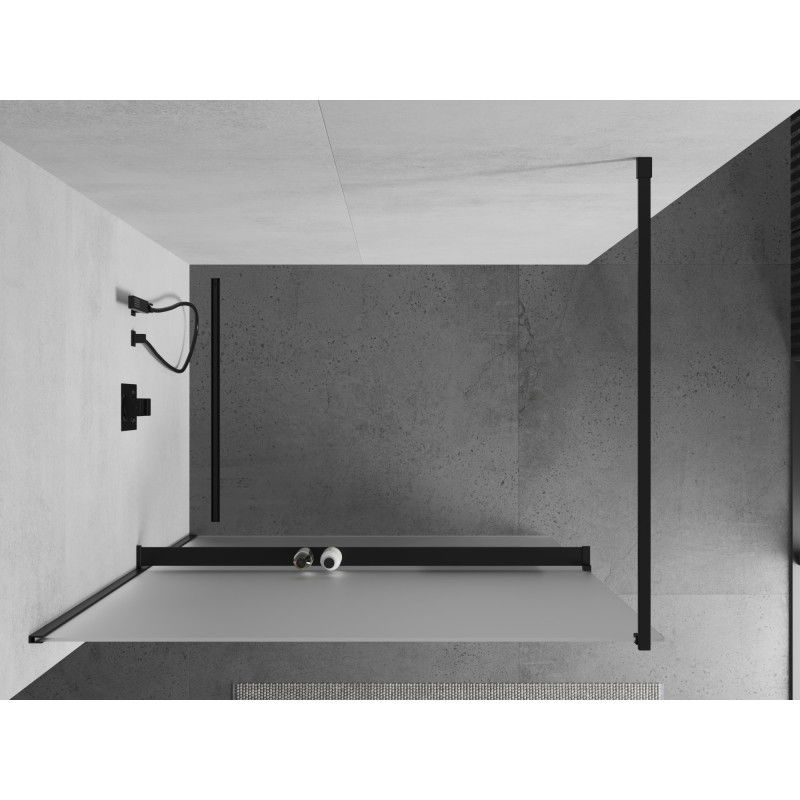 Mexen Kioto+ shower wall with shelf Walk-in 80 x 200 cm, frost, black - 800-080-121-70-30