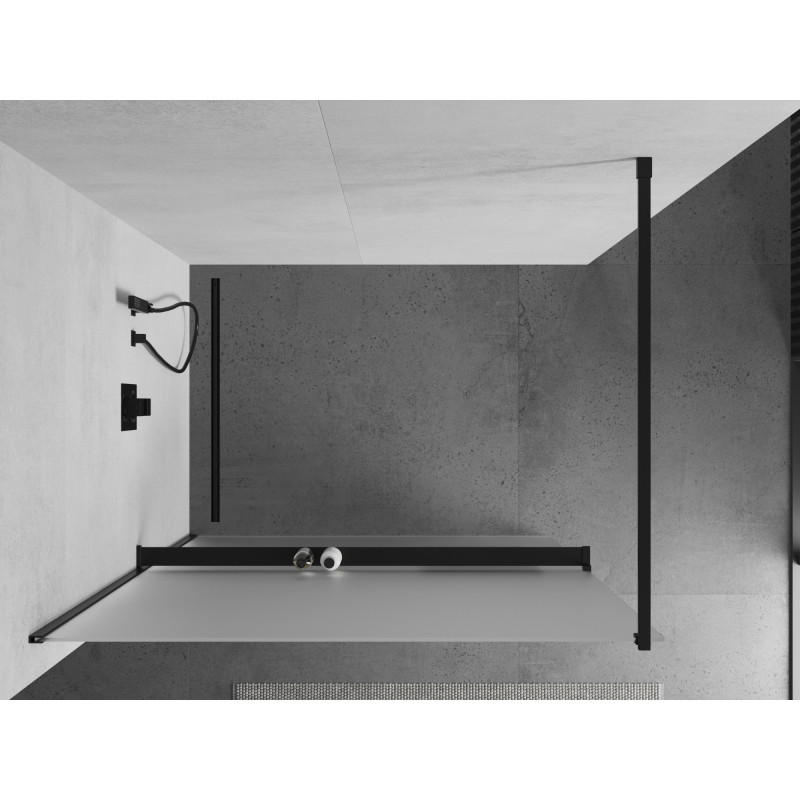 Mexen Kioto+ Walk-in Shower Wall with Shelf 120 x 200 cm, Frosted, Black - 800-120-121-70-30