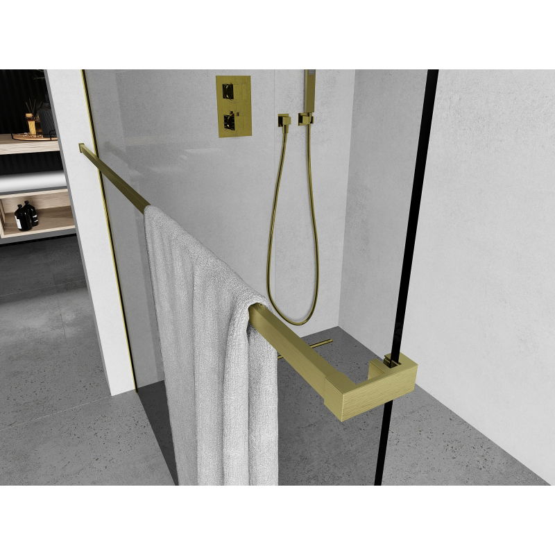 Mexen rail for towels on shower wall, brushed gold - 800-06-55