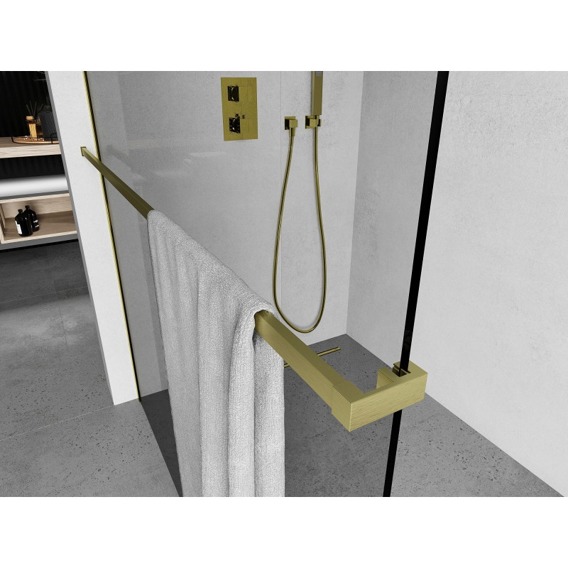Mexen Uni-R Towel rail for shower screen, brushed gold - 800-06-55