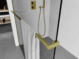 Mexen rail for towels on shower wall, brushed gold - 800-06-55