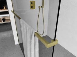 Mexen Uni-R Towel rail for shower screen, brushed gold - 800-06-55