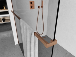Mexen Uni-R towel rail for shower screen, brushed copper - 800-06-65