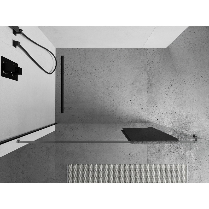 Mexen Uni-R towel rail for shower enclosure, brushed gun gray - 800-06-66