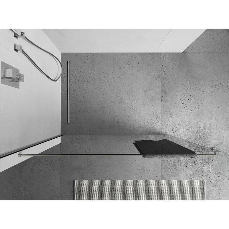 Mexen Uni-R towel rail for shower screen, brushed nickel - 800-06-97