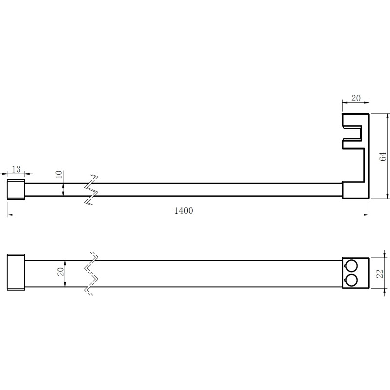 Mexen Uni-R towel rail for shower screen, chrome - 800-06-01