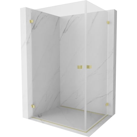 Mexen Lunar-B Duo pivot shower cabin 90 x 75 cm, transparent, brushed gold - 832-090L-075P-55-00