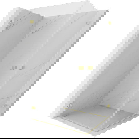 Mexen Lunar-B Duo Hinged Shower Enclosure 95 x 80 cm, transparent, brushed gold - 832-095L-080P-55-00