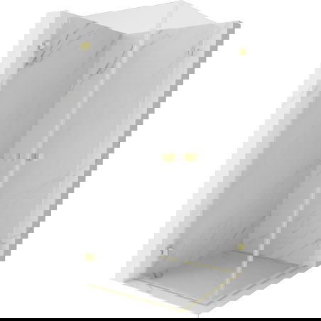 Mexen Lunar-B Duo Hinged Shower Enclosure 85 x 85 cm, Transparent, Brushed Gold - 832-085L-085P-55-00