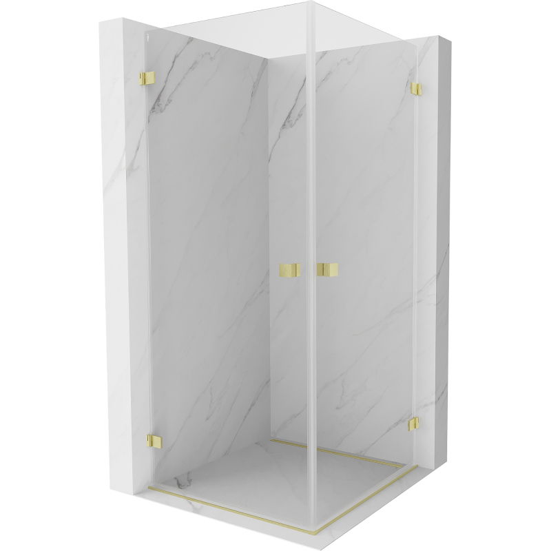 Mexen Lunar-B Duo Shower Enclosure Swing 100 x 100 cm, Transparent, Brushed Gold - 832-100L-100P-55-00