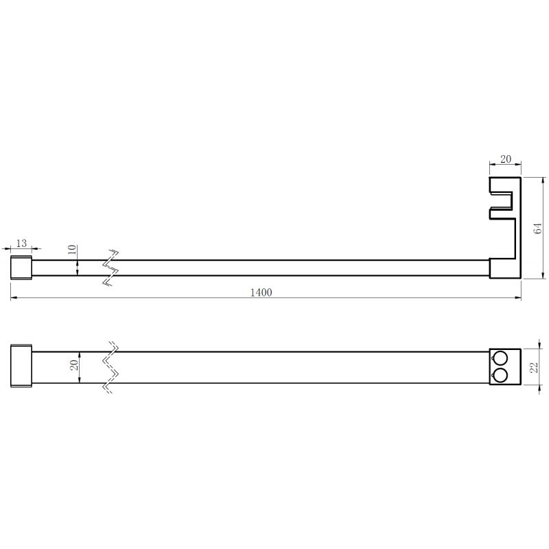 Mexen towel rail for shower wall, black - 800-06-70