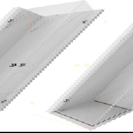 Mexen Lunar-B Duo 100 x 90 cm Pivot Shower Enclosure, Transparent, Rose Gold - 832-100L-090P-60-00